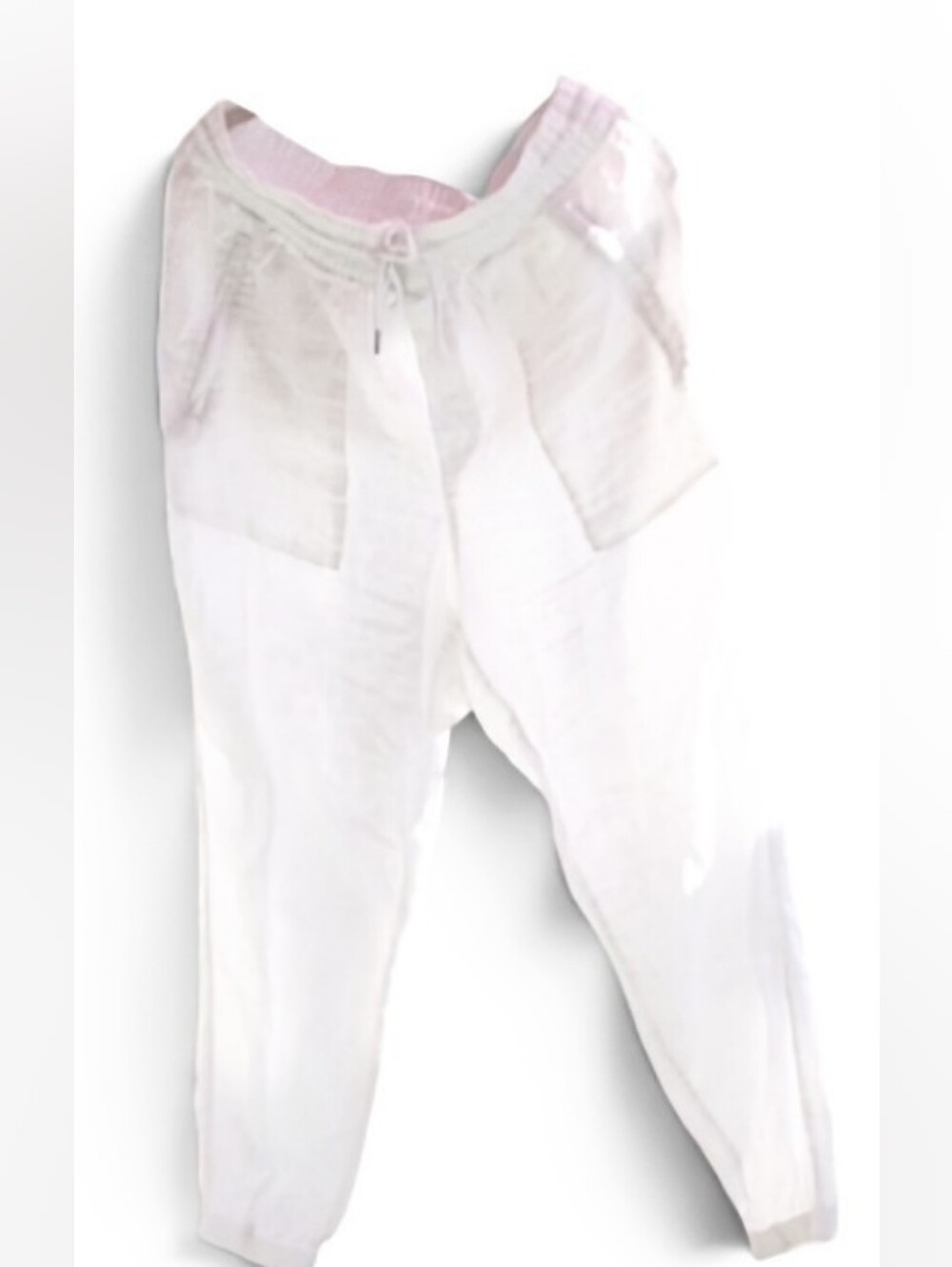 Athleta White Joggers With Tie Front And Pockets.